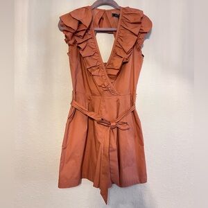 BCBG V- Neck, Front Tie Orange romper